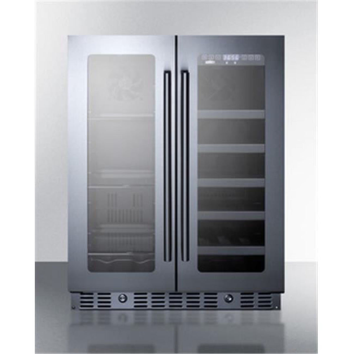 24 in. Wide Built-in Undercounter French Door Wine & Beverage Center, Stainless Steel Q435
