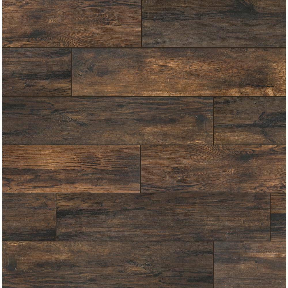 Smoked Hickory 8 in. x 36 in. Porcelain Floor and Wall Tile A681