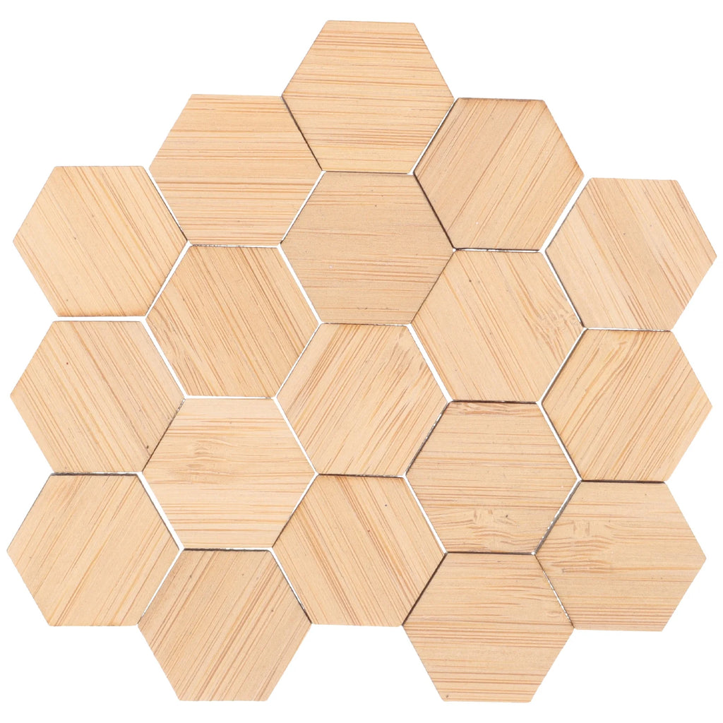 48pcs Mini Hexagon Bamboo Floorboard Doll House Prop Q9884