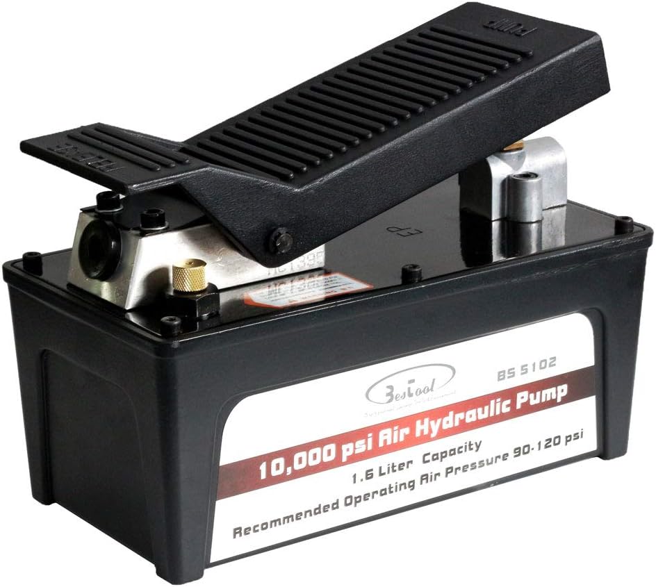 Air Hydraulic Foot Pump 10,000 PSI Single Acting Black Q624