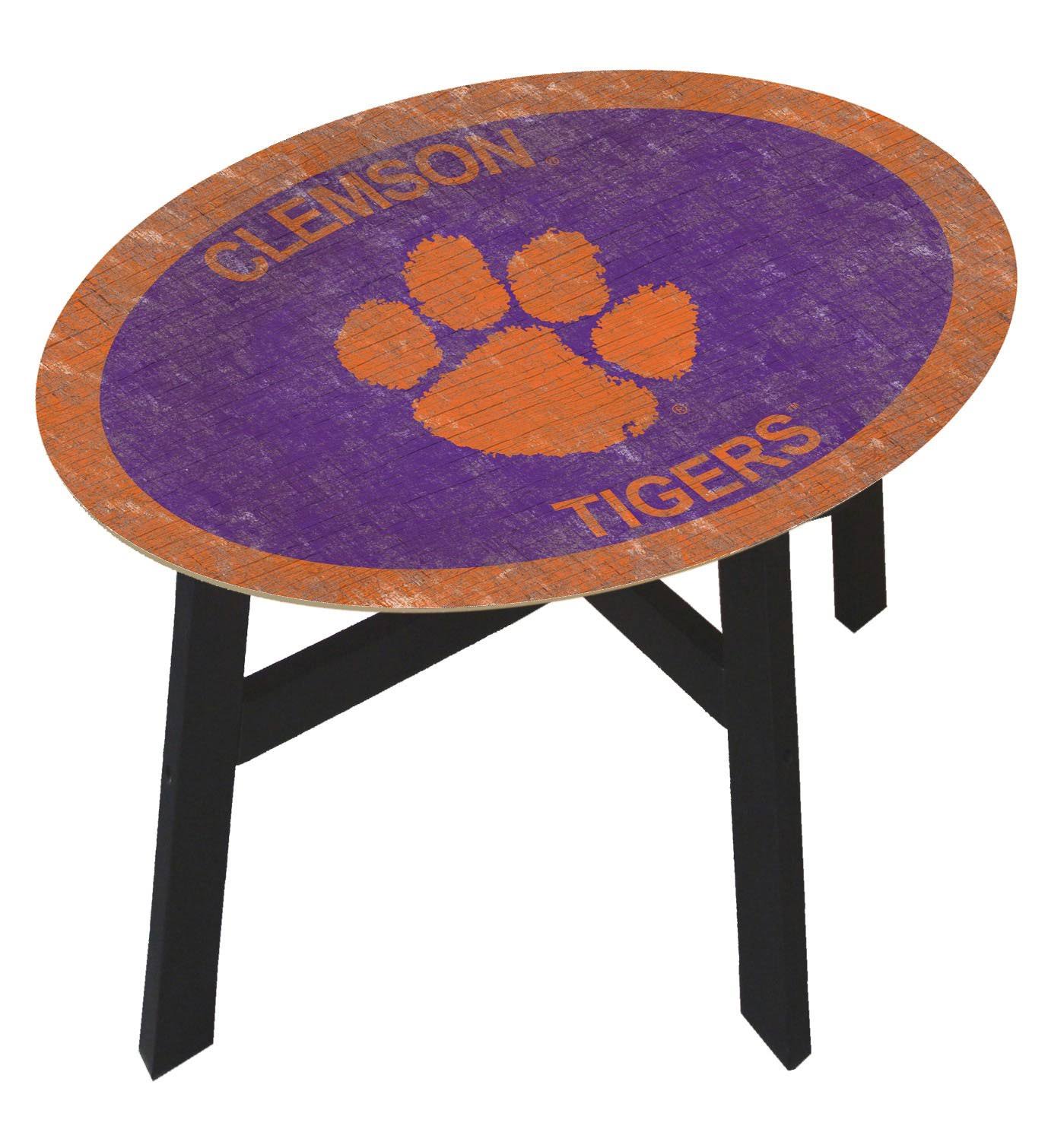 Clemson Tigers Wood Side Table J9507