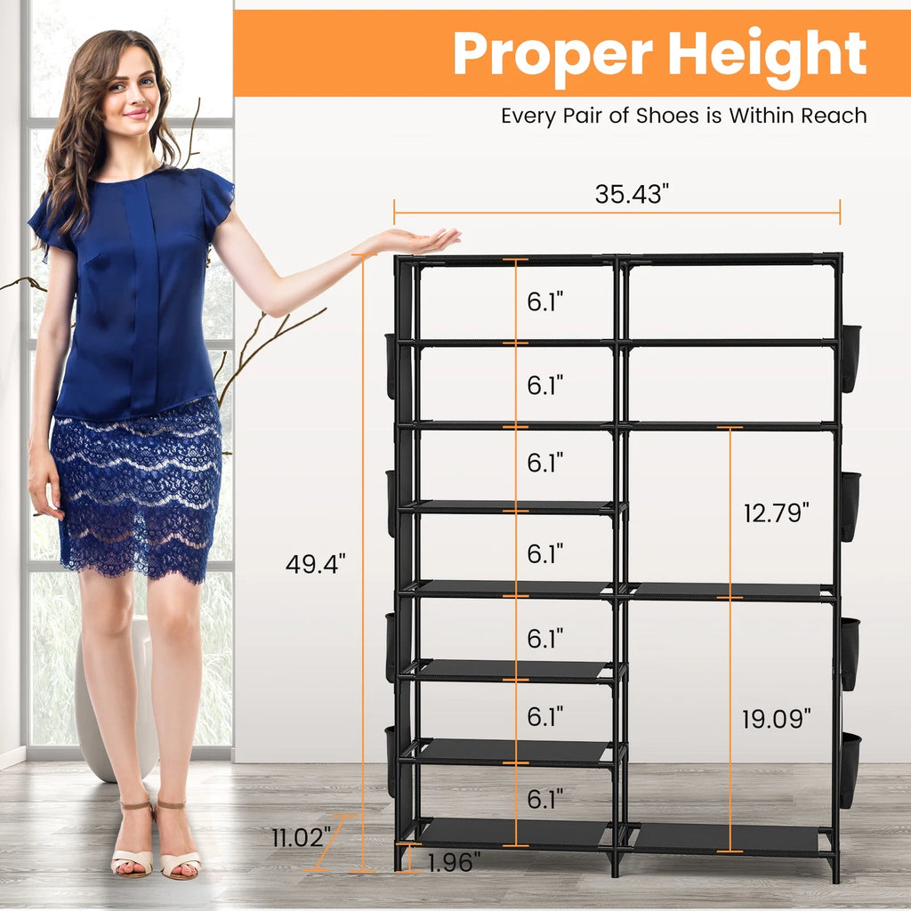 Black 8 Tier Metal Shoe Storage Shelf U902