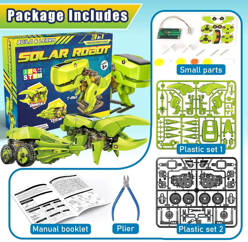 Solar Robot Kit 3-in-1 DIY Dinosaurs Robot Science Kits Toys B1109
