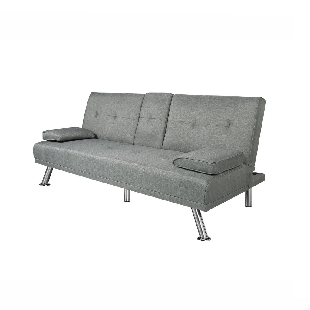 Light Grey Fabric Futon Sofa Bed I643576