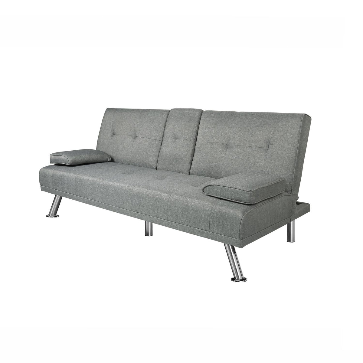 Light Grey Fabric Futon Sofa Bed I643576