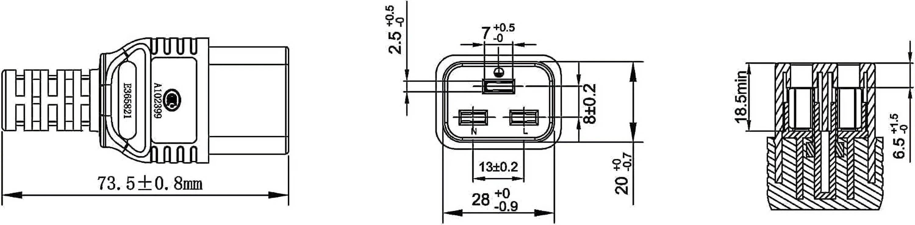 NEMA 6-15P to IEC C19 Power Extension Cord, 6ft M35992