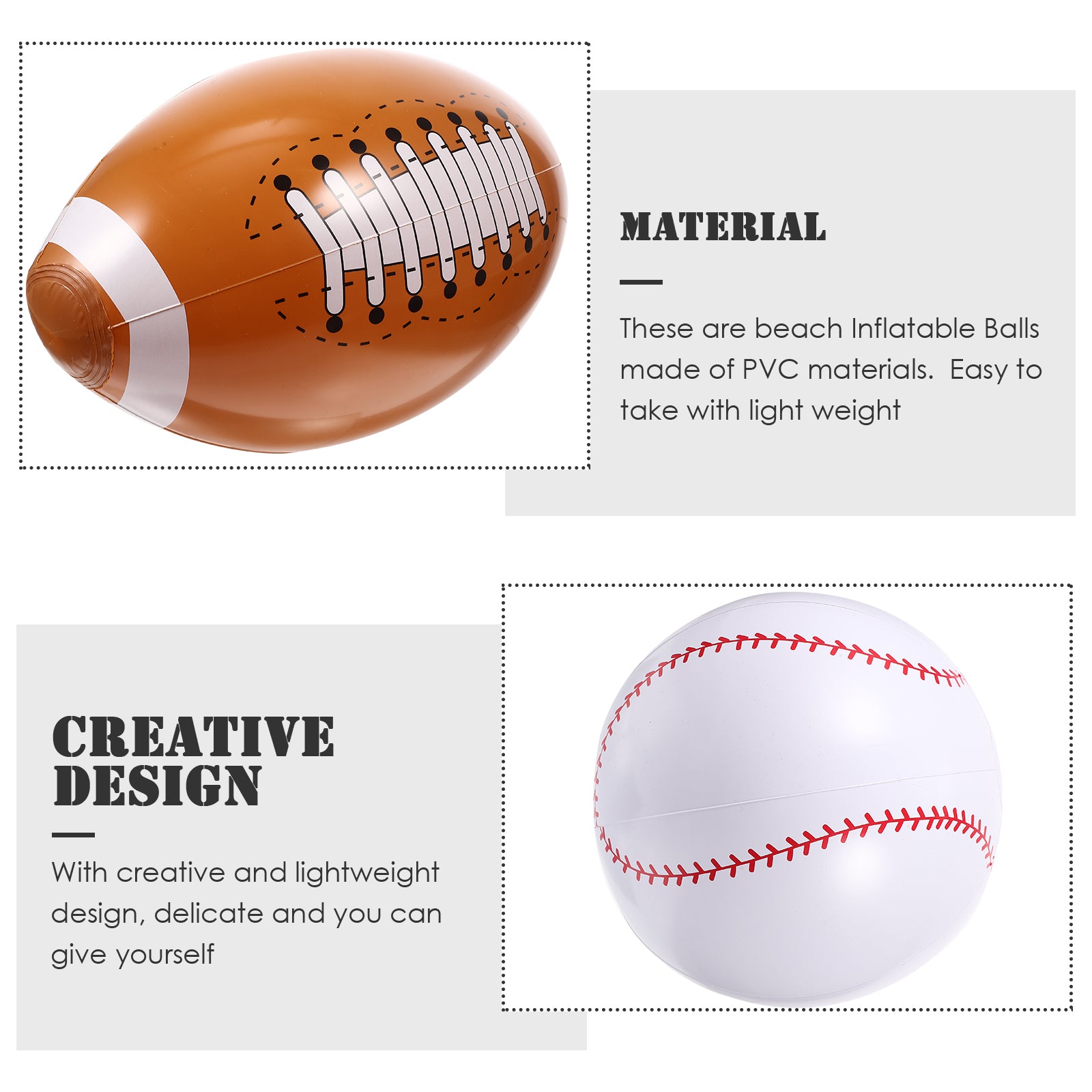 6 Pcs Inflatable Baseball PVC Toys for Toddlers F37741