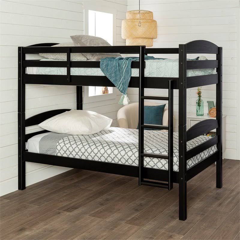 Twin Over Twin Solid Wood Bunk Bed in Black T14664