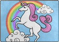 Unicorn with Rainbow Clouds Lightweight Carpet Mats Area Rug O171