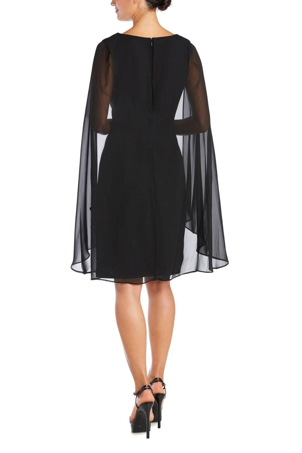 Black Stretch Chiffon Sleeveless Evening Sheath Dress Y732