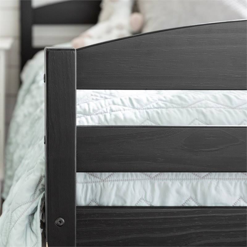 Twin Over Twin Solid Wood Bunk Bed in Black T14664