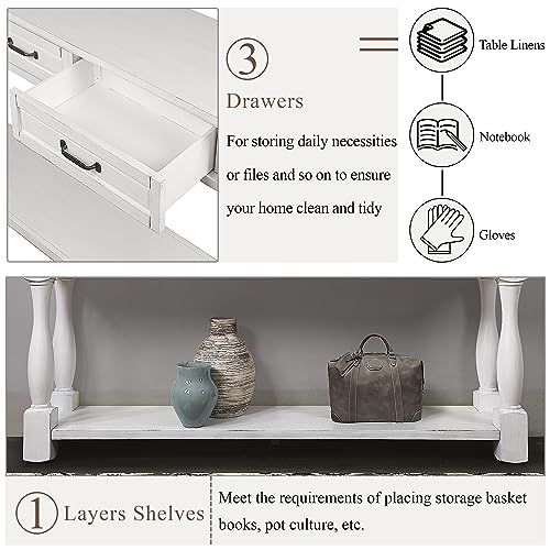 63" Console Table with 3 Drawers and 1 Bottom Shelf, Light Espresso U34456