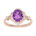 Vintage Style Oval Amethyst and Diamond Halo Ring B2582