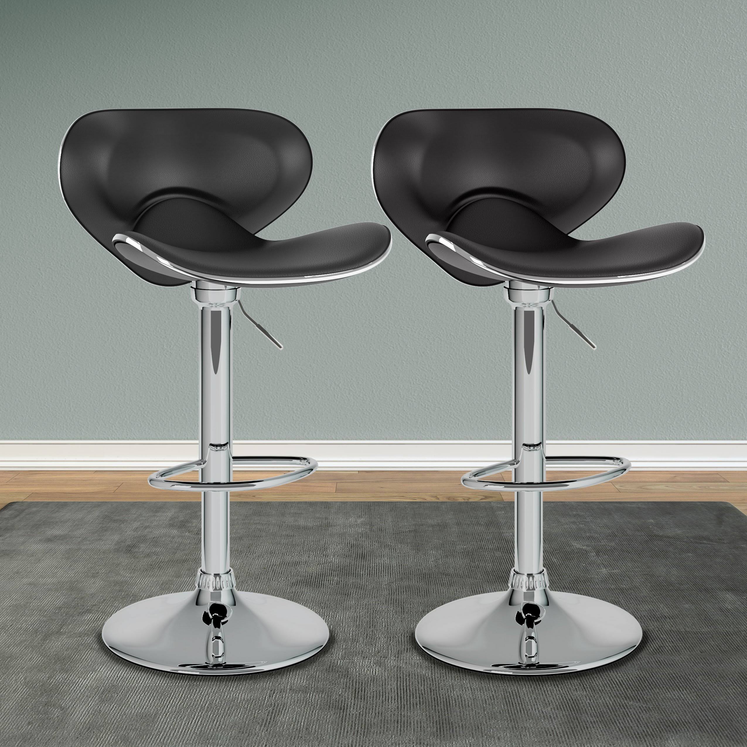Black Curved Adjustable Bar Stool Set of 2 B7630