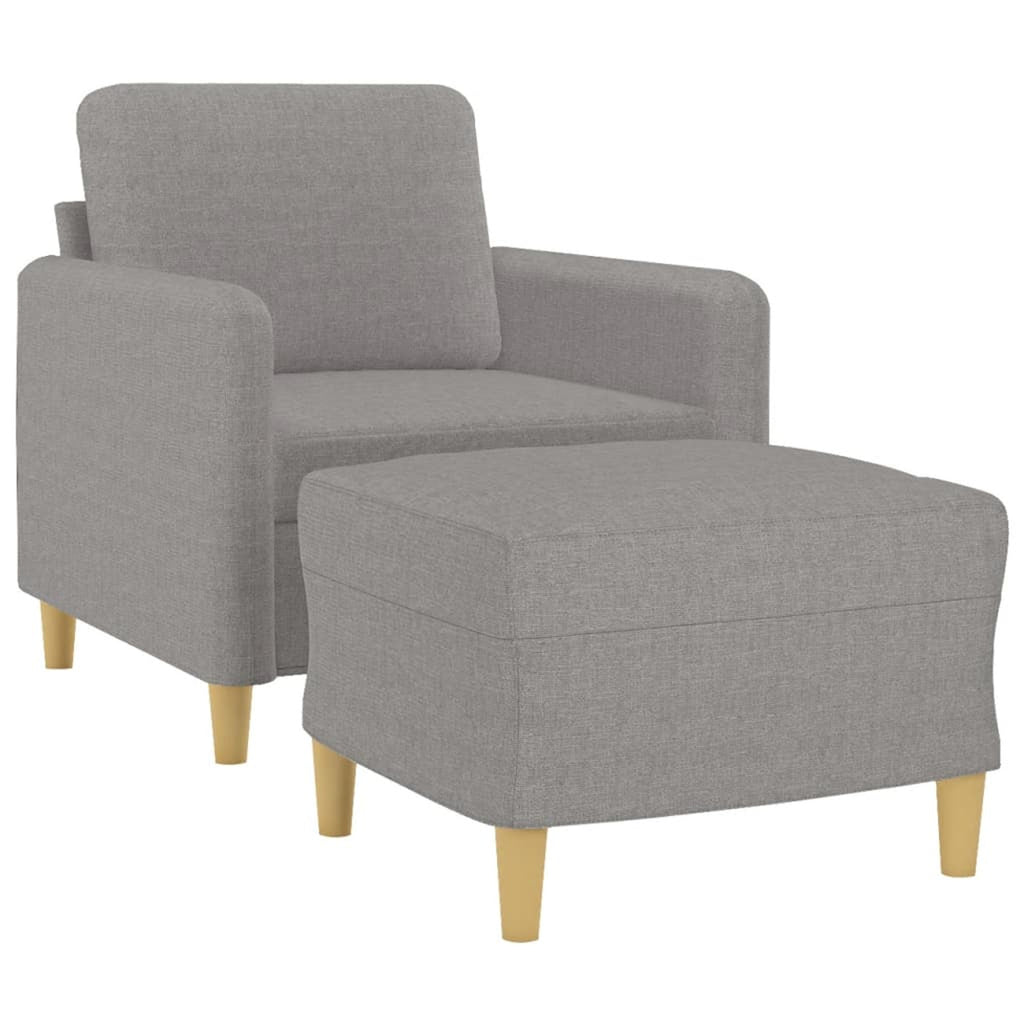 Light Gray Fabric Sofa Chair with Footstool M239757
