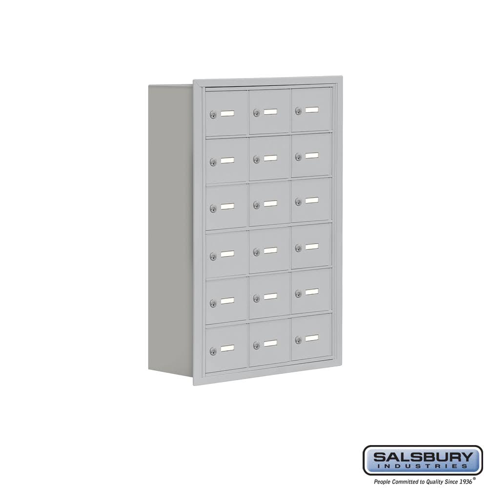 8 in. Cell Phone Storage Locker, 6 Door, Aluminum, Recessed Mounted M379