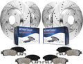 8pc Set Drilled & Slotted Brake Rotors Ceramic Pads for 2010-2015 Chevrolet Camaro V6 LS & LT Q5880