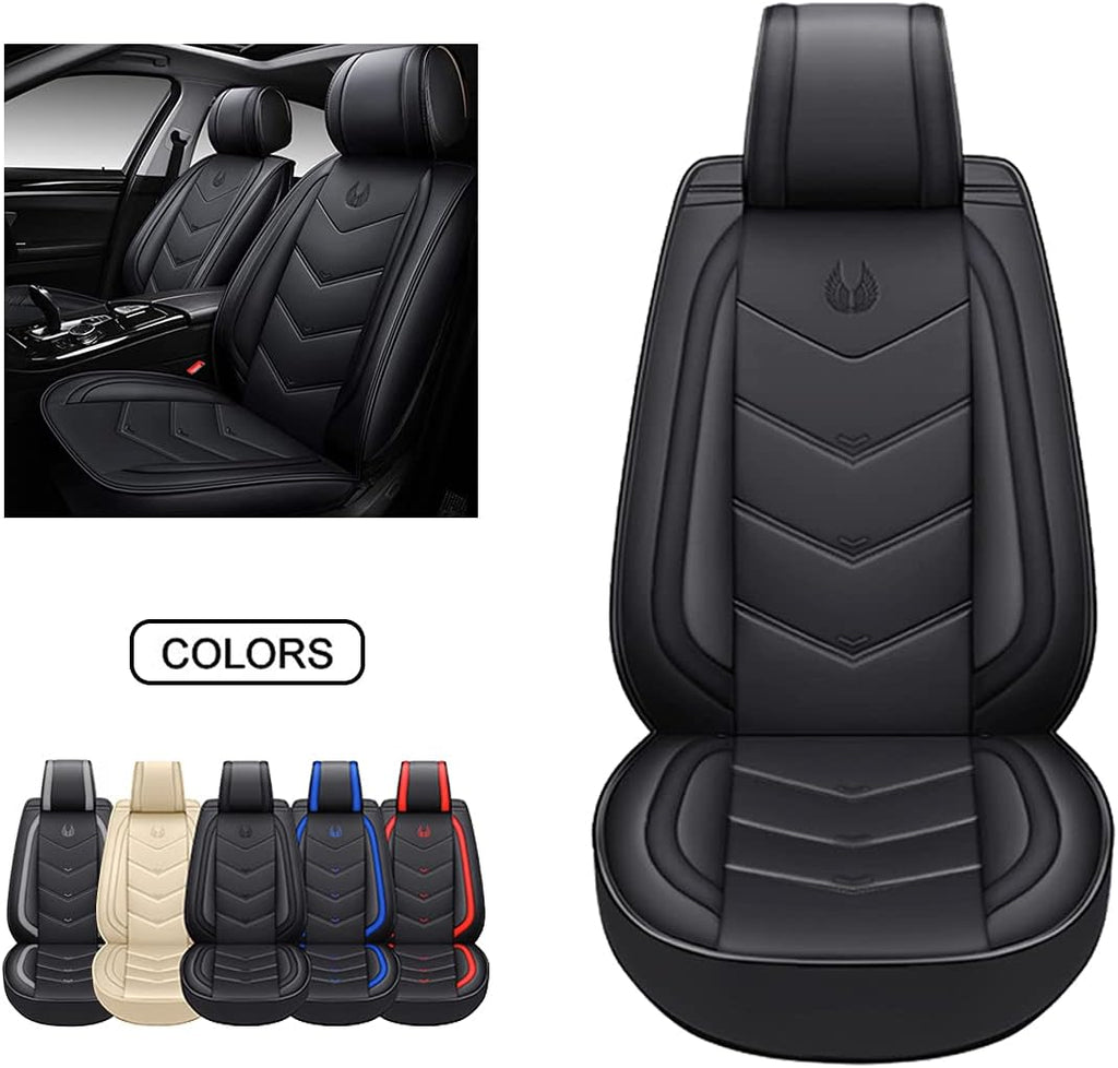Black Faux Leather Car Seat Covers Full Set H120