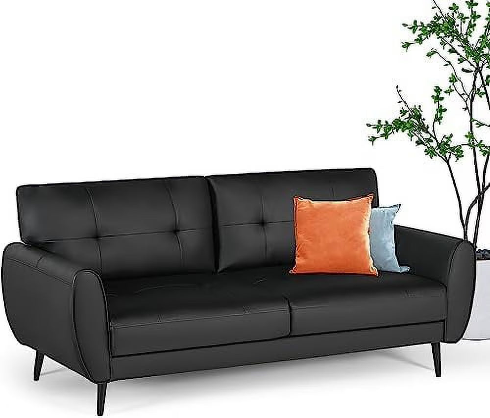 White Tufted Leather Loveseat Sofa H901