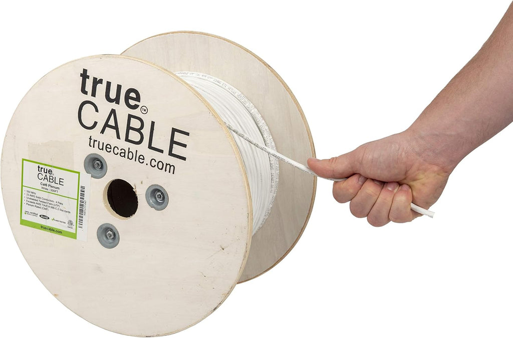 Cat6 Plenum Bulk Ethernet Cable, 500ft, Green, 23AWG 4 Pair Solid Bare Copper, 550MHz, UTP E38022