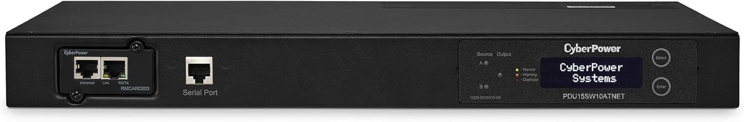 Switched ATS PDU, 100-120V, 15A, 10 Outlets, 1U Rackmount M94776