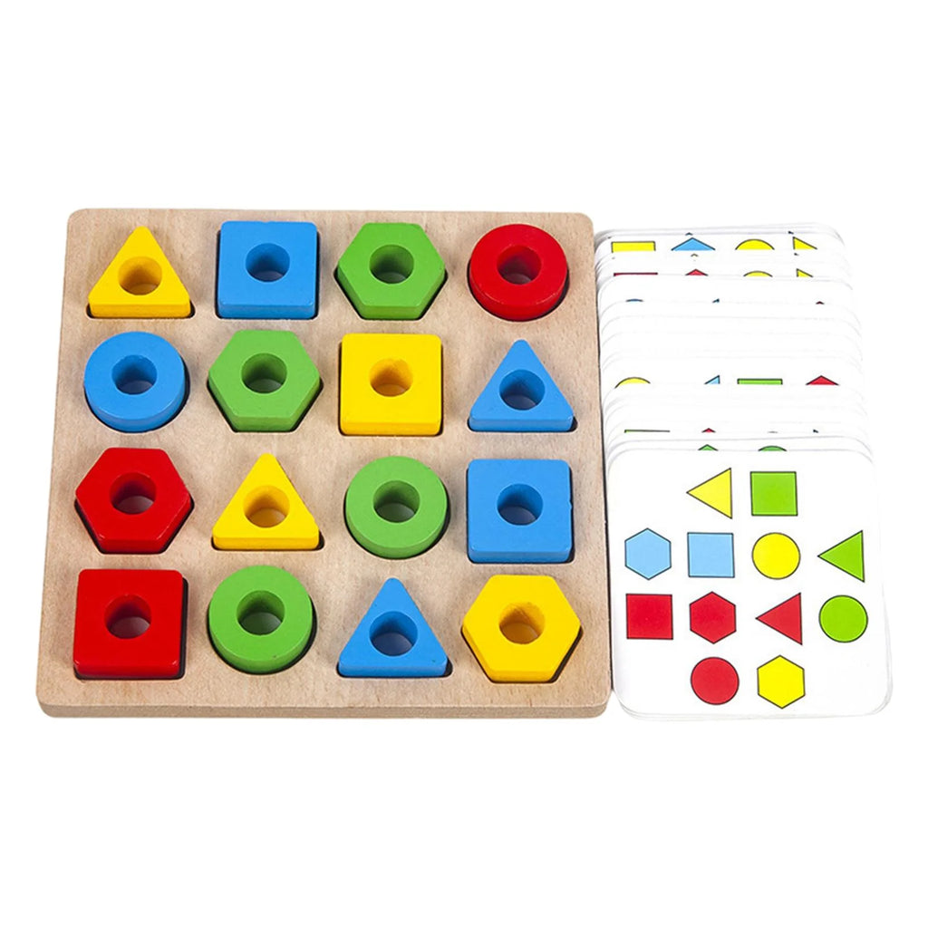 Wood Geometric Shape Matching Stacking Toys Educational Toys for Toddlers C96963