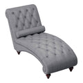 Dark Gray Wood & Fabric Chaise with 1 Bolster Pillow I63518