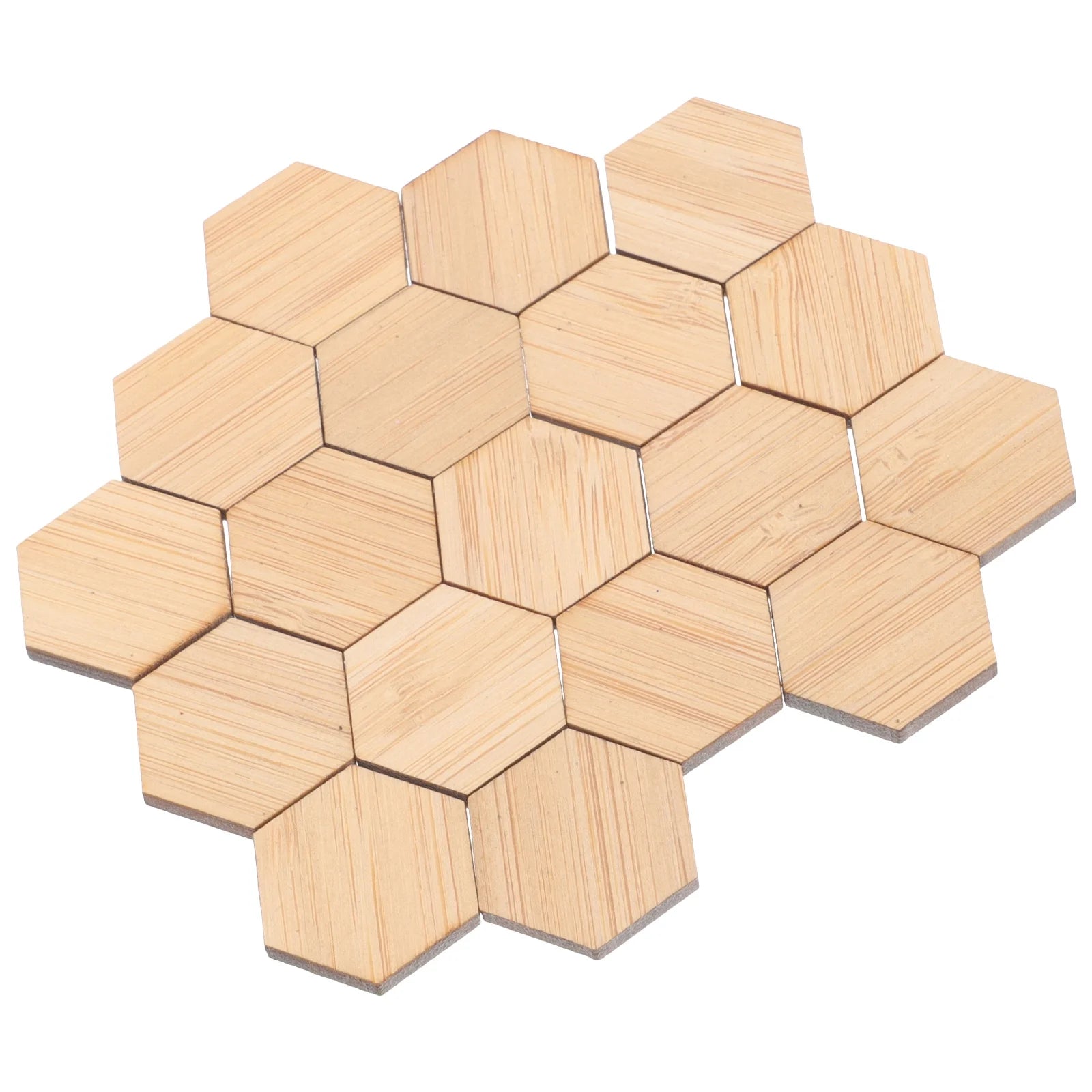 48pcs Mini Hexagon Bamboo Floorboard Doll House Prop Q9884