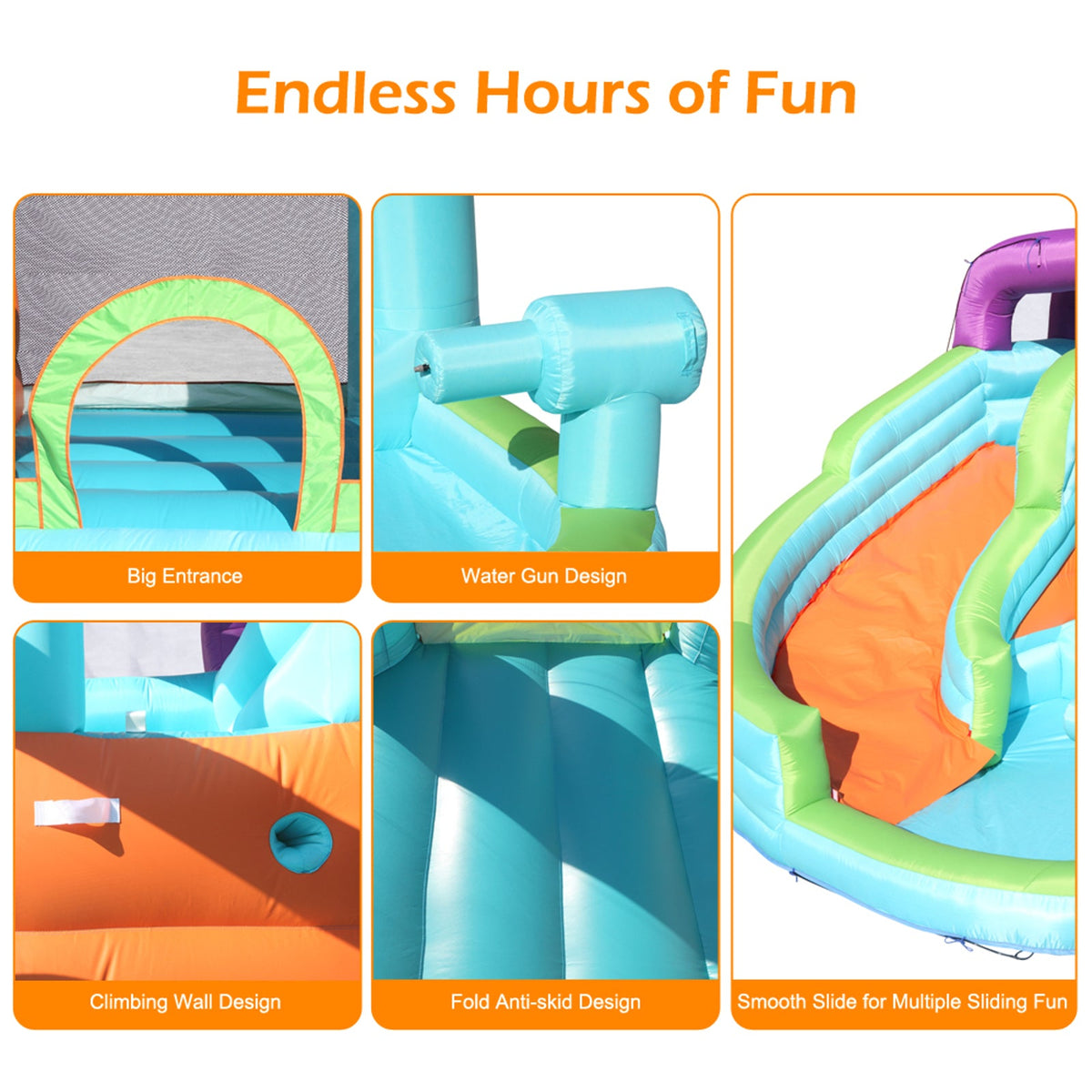 Inflatable Bounce House with Slide Pool Area Climbing Wall PVC B1847