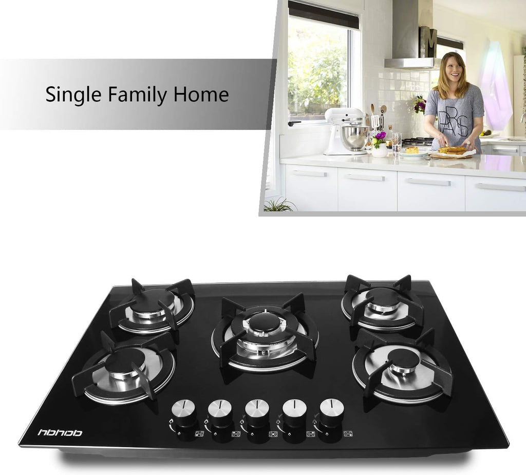 5 Burners Built in Gas Cooktop with Cast Iron Grate J435