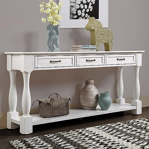 63" Console Table with 3 Drawers and 1 Bottom Shelf, Light Espresso U34456