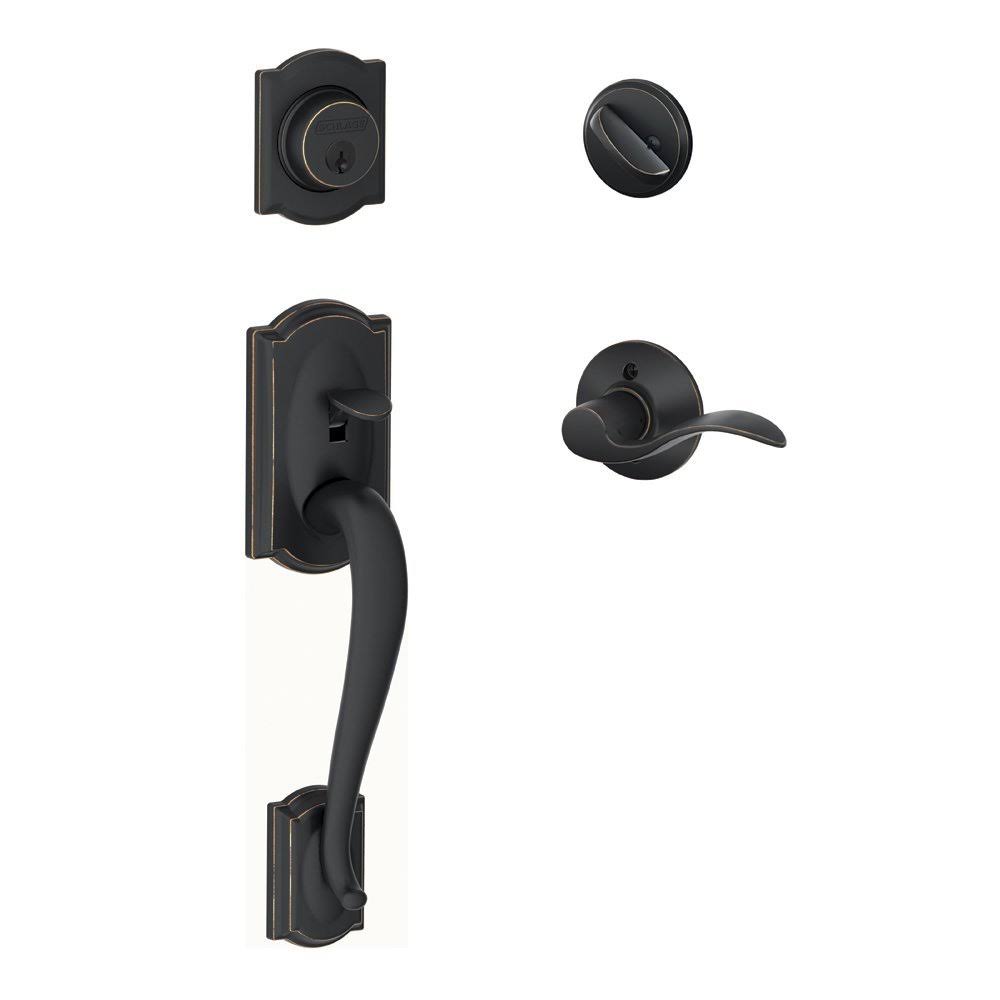 Aged Bronze Single Cylinder Handleset with Accent Lever B139