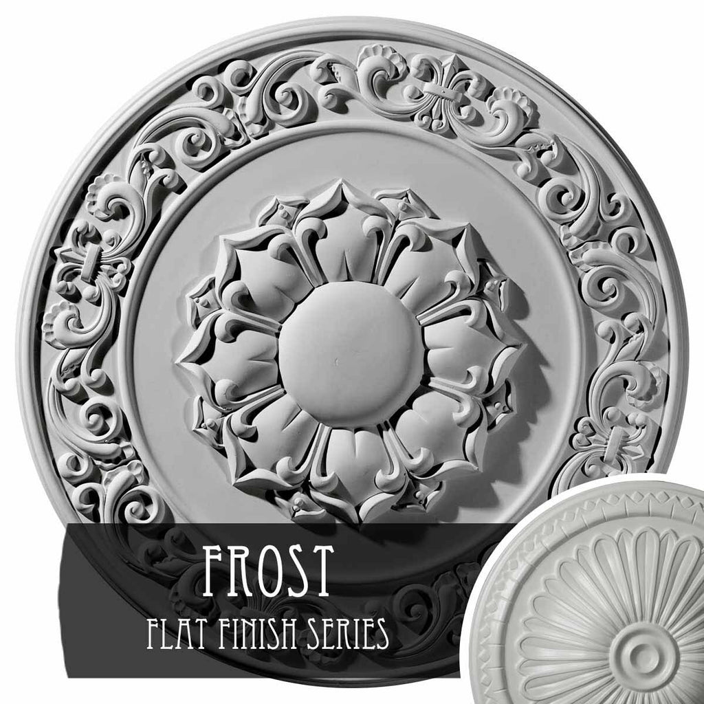 27 3/4x22OD x 2x22P Hand-Painted Frost Ceiling Medallion A709