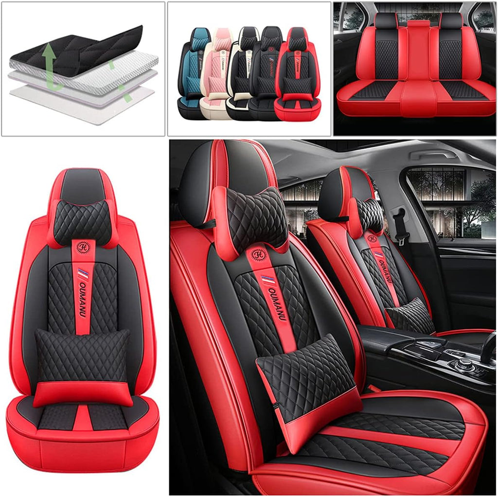Black & Beige PU Leather Car Seat Covers G1812