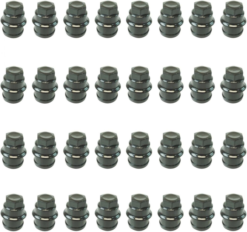 Black Plastic Wheel Lug Nut Cap Set of 32 G745