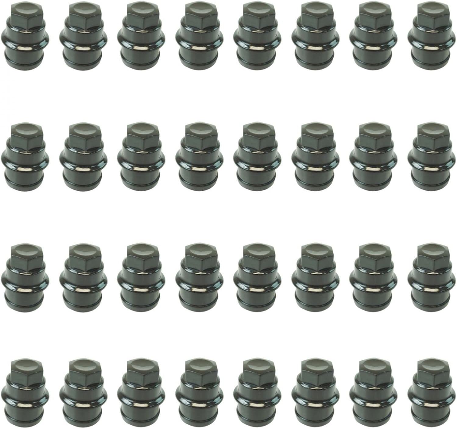 Black Plastic Wheel Lug Nut Cap Set of 32 G745