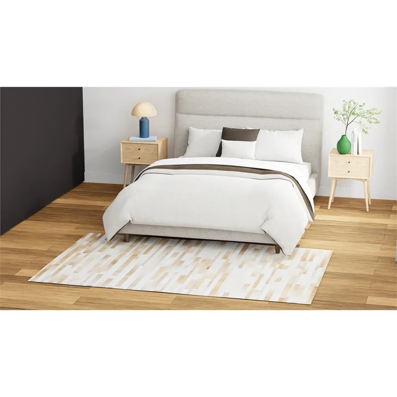 Camel Hair on Hide Leather Area Rug U22208