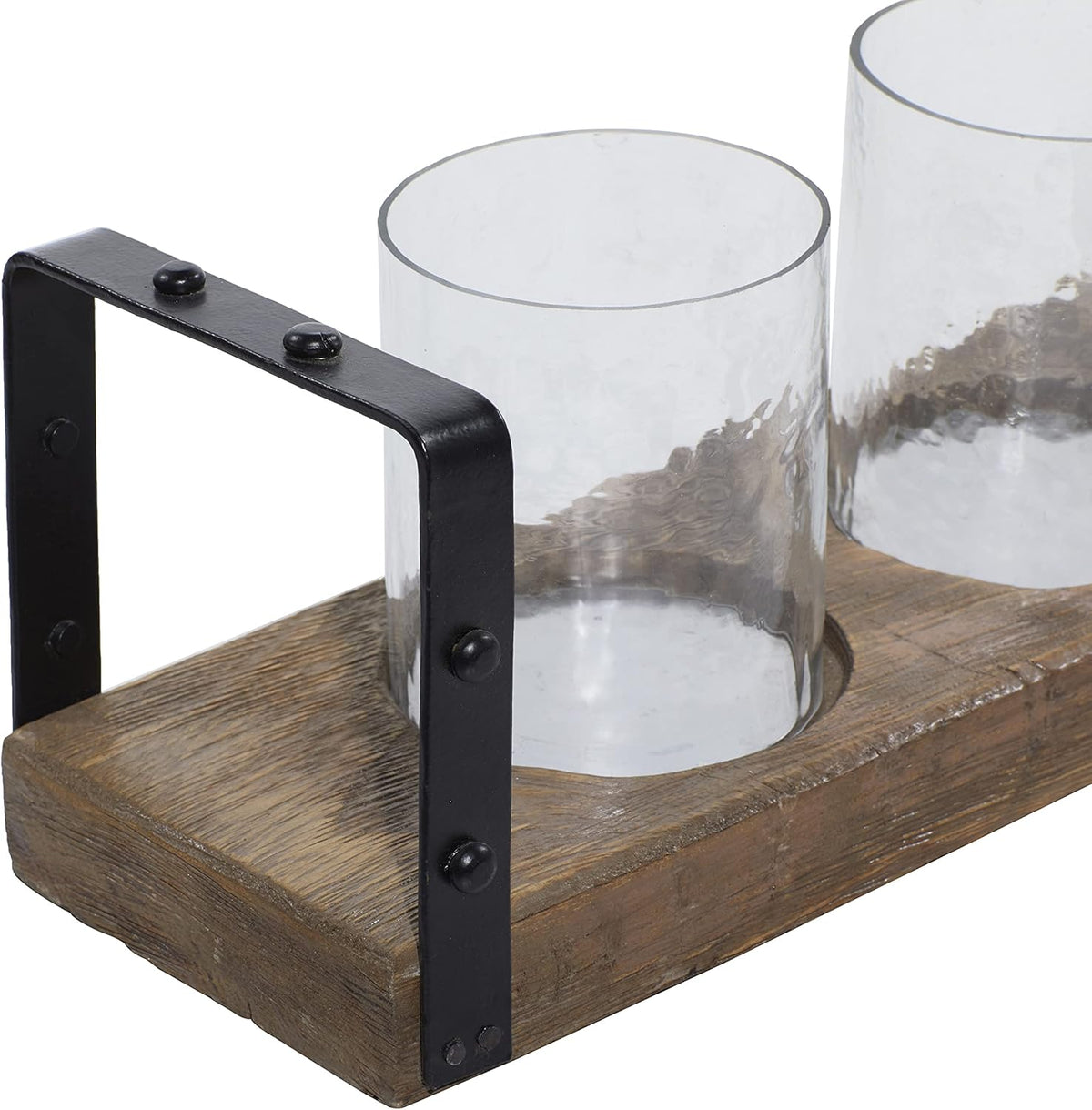 Wood Metal Glass Candle Holder 28 by 5-Inch V494