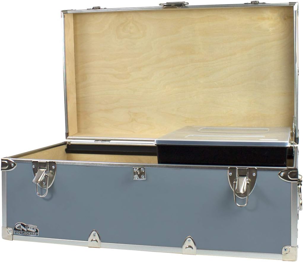 Black Footlocker Storage Chest with Organizer Tray W41650