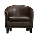 Dark Espresso Faux Leather Barrel Armchair F53205