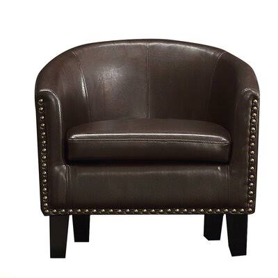 Dark Espresso Faux Leather Barrel Armchair F53205