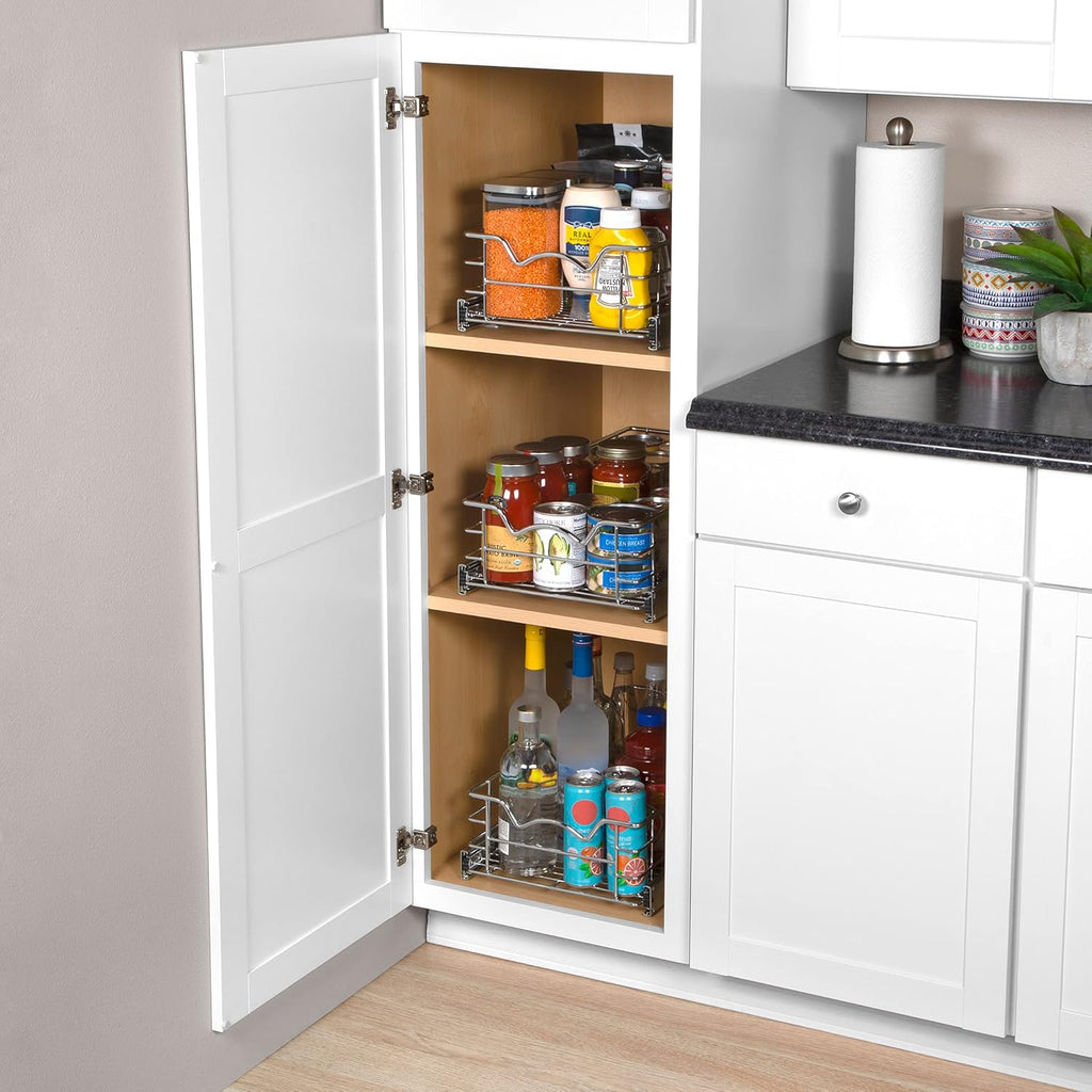 Pull Out Cabinet Organizer Basket, 11W x 21D x 5H I7997