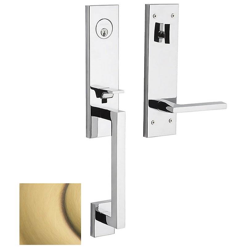 Satin Brass and Brown Lever Tubular Entrance Handleset H52483