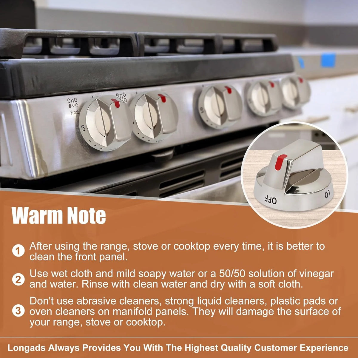 Stainless Steel Range Oven Control Dial Knob (5pcs) X2125