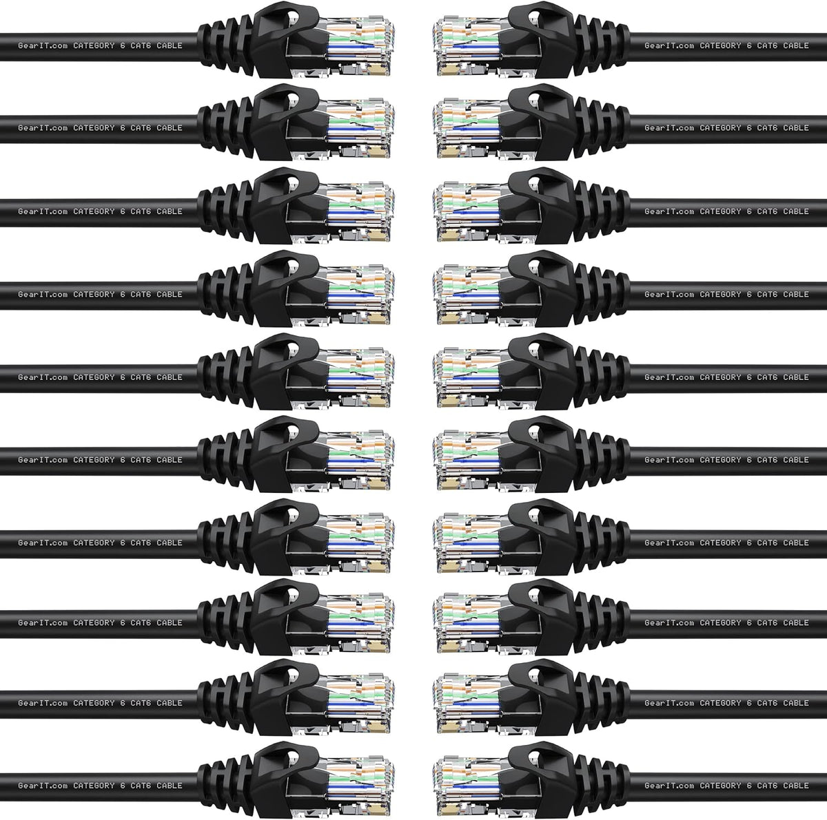 100-Pack Cat6 Patch Cable 2 Feet Black P9995