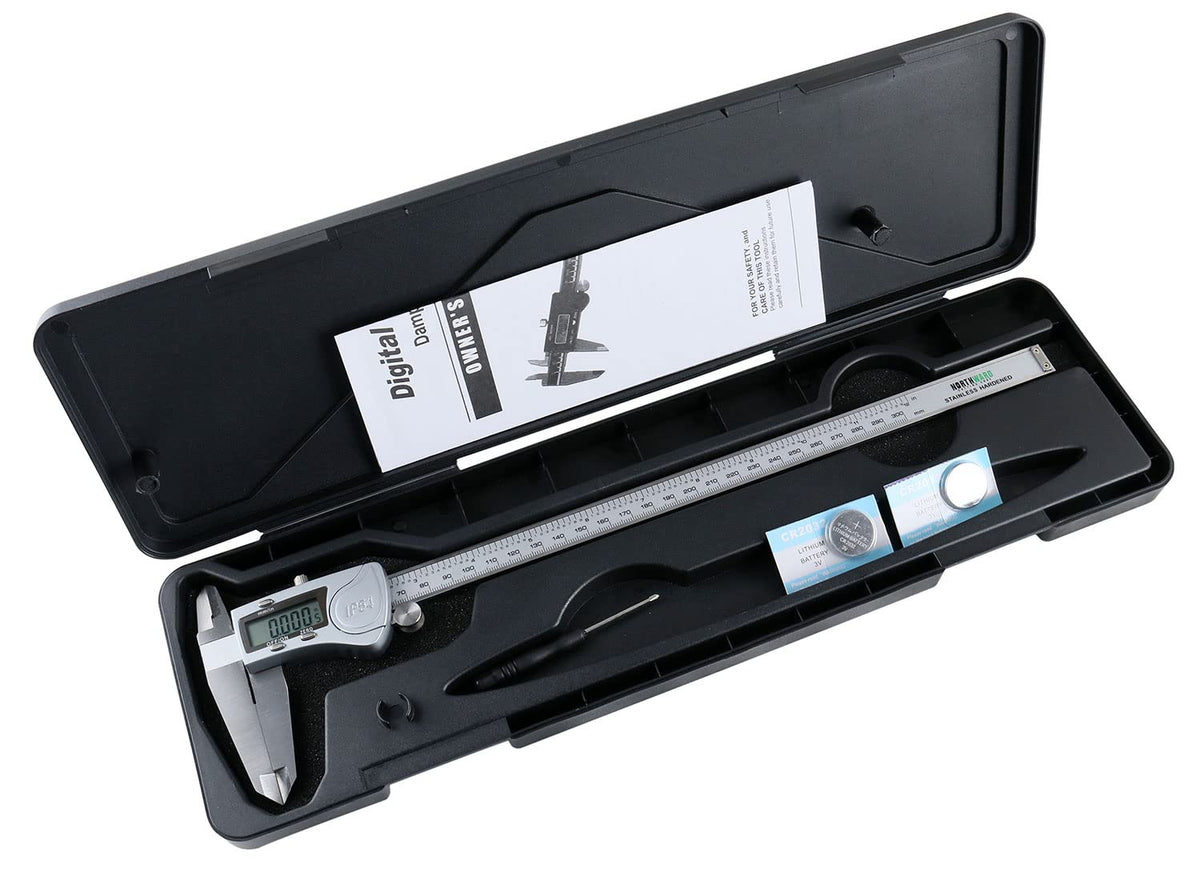 Digital Caliper, 0-8''/0-200 mm Range, 0.0005''/0.01 mm Resolution, Large LCD, Ip54 Water Resistant S608726
