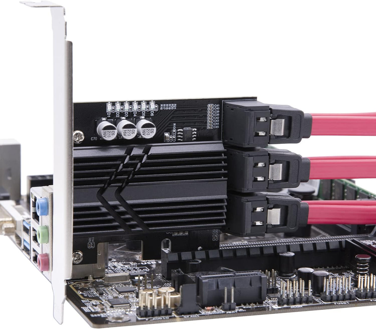 6 Ports PCIe SATA 3.0 6Gbps Expansion Controller Card with 6 SATA Cables and Heatsink X99028