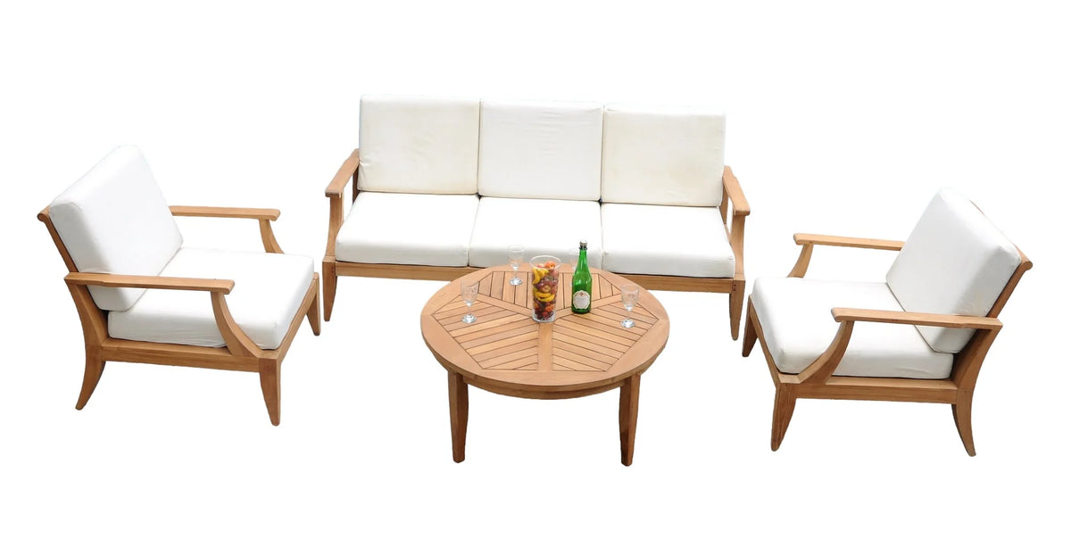 4 Pc Sofa Set with Cushions in Canvas White O97043