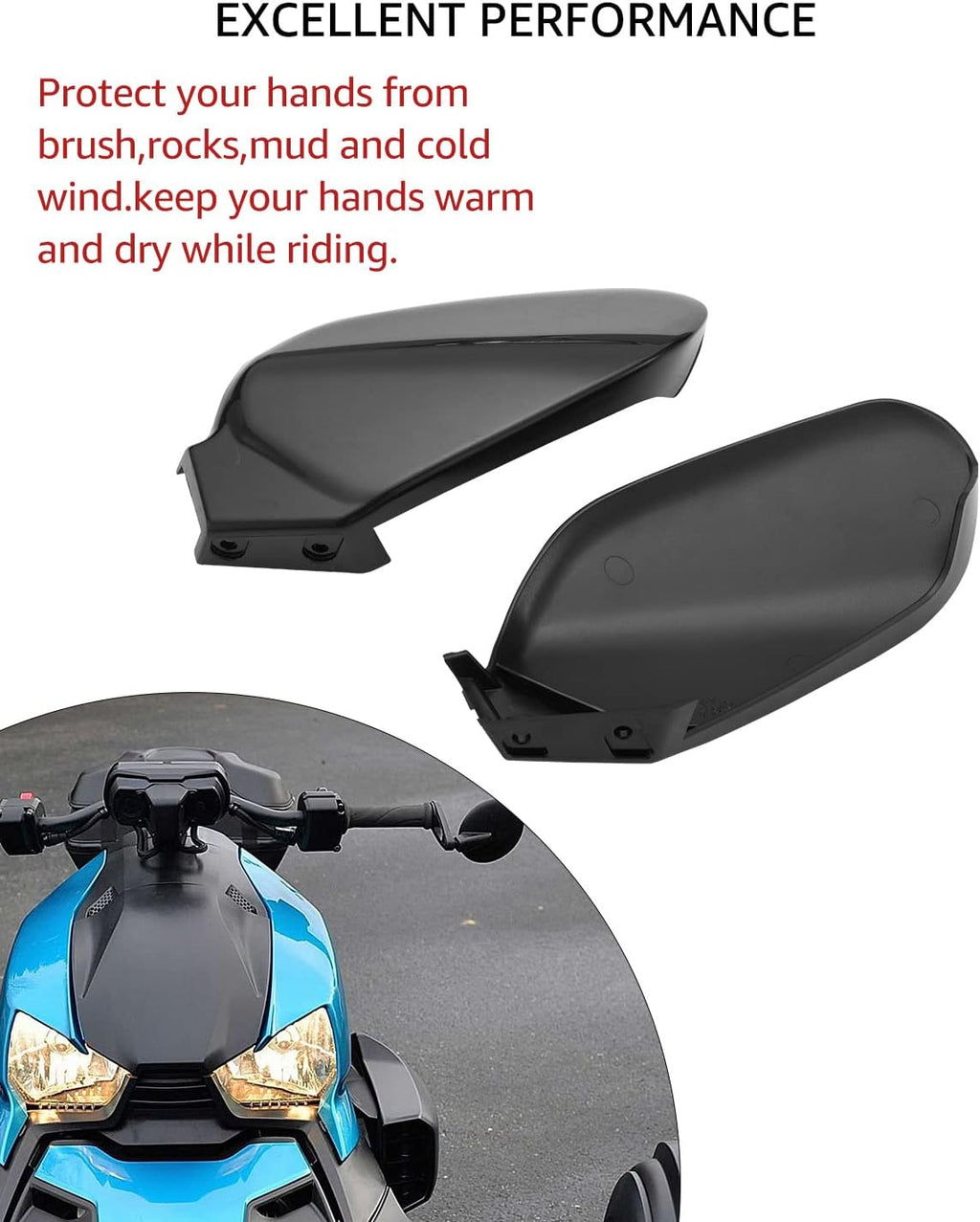 Black Plastic Hand Guards Wind Deflector Kit 2PCS Z20144