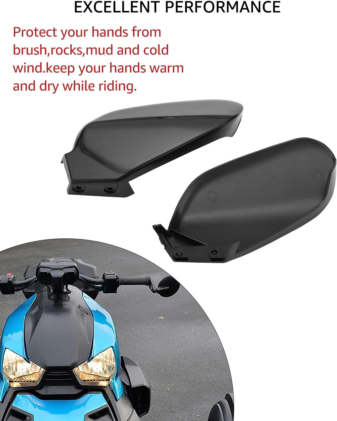 Black Plastic Hand Guards Wind Deflector Kit 2PCS Z20144